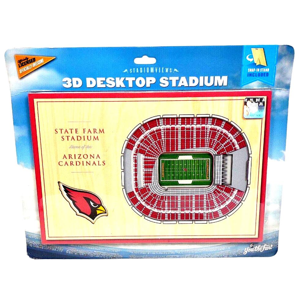 NFL Arizona Cardinals 3D Desktop Stadium Wood With Stand State Farm Stadium NEW